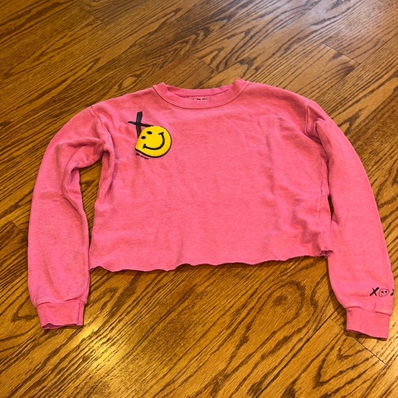 Girls Do Too Girl’s Pink Smiley Sweatshirt Size M - Picture 1 of 5